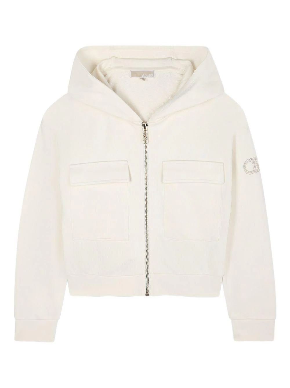 Felpa con cappuccio per bambina Michael Kors Kids bianca con zip