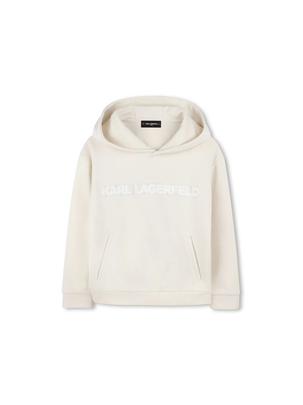 Felpa con cappuccio per bambino Karl Lagerfeld Kids bianco con trama jersey