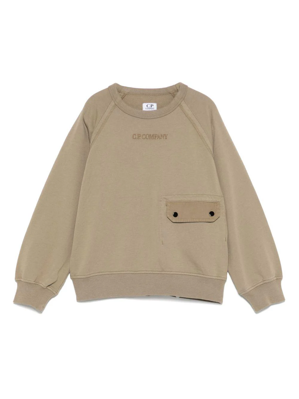 Felpa con logo ricamato per bambino C.P. Company Kids beige con tasca frontale