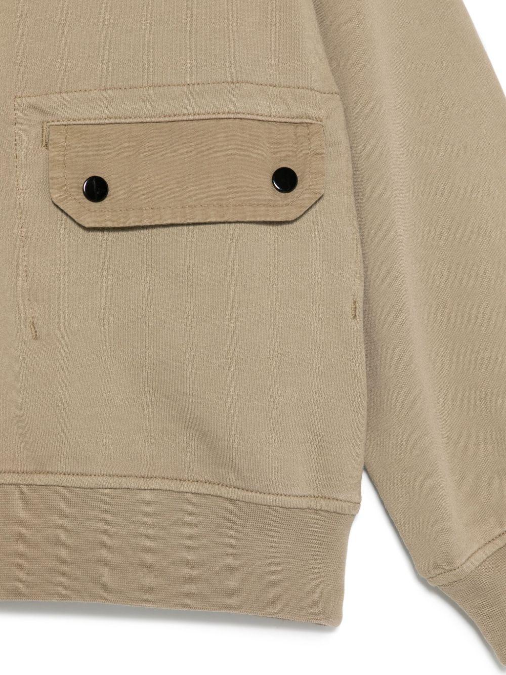 Felpa con logo ricamato per bambino C.P. Company Kids beige con tasca frontale - Image 2