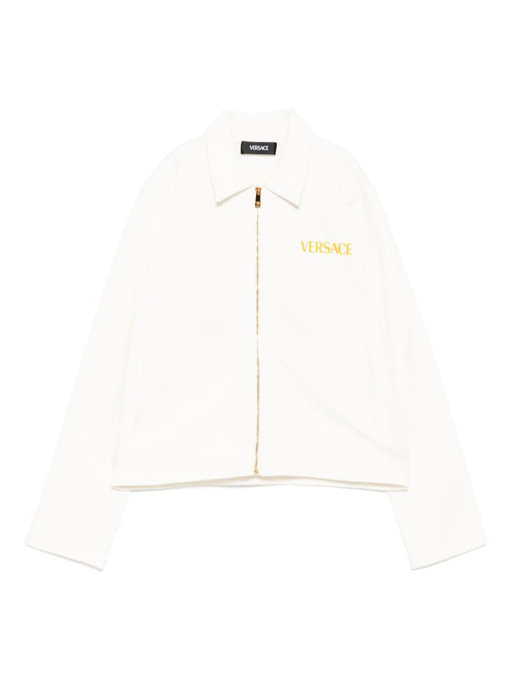 Felpa in cotone per bambino Versace Kids bianco con zip e logo