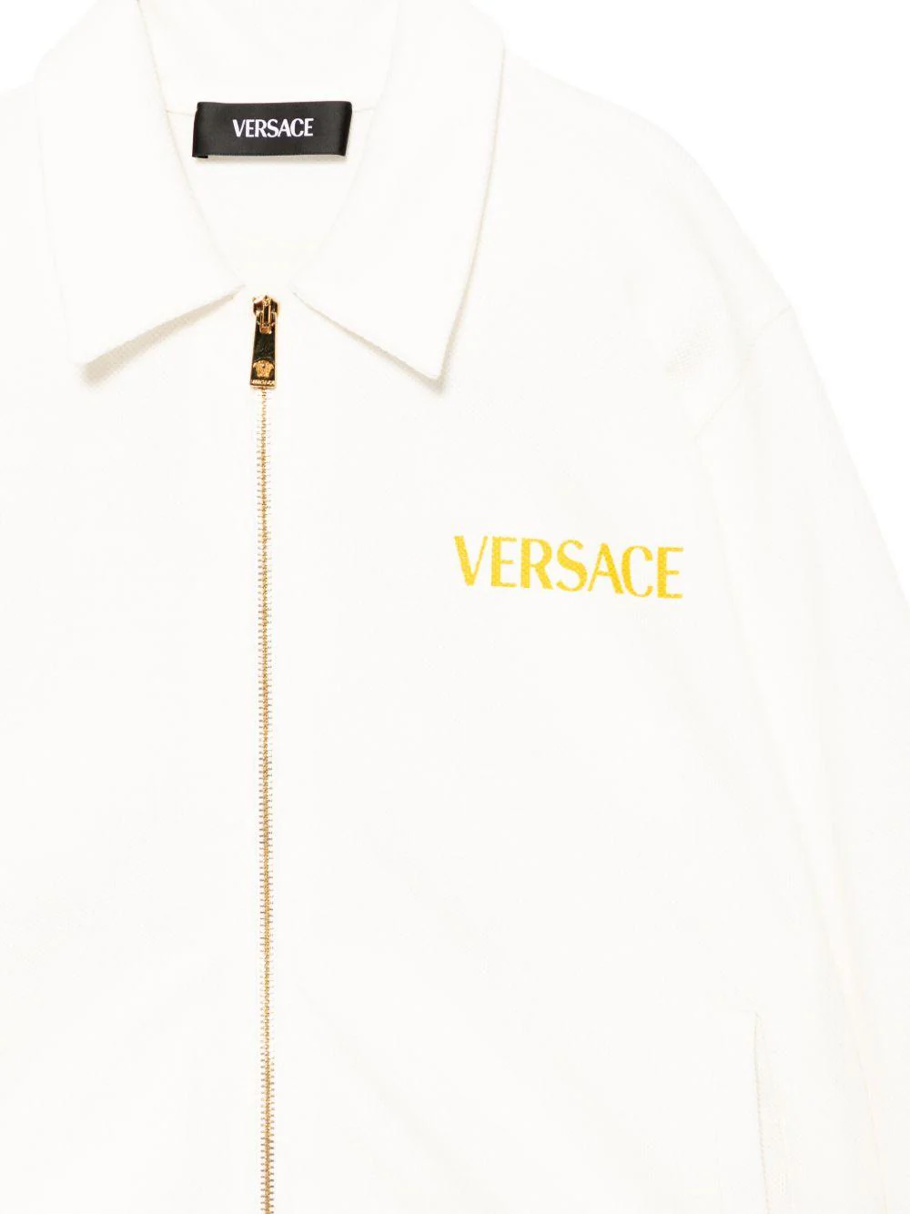 Felpa in cotone per bambino Versace Kids bianco con zip e logo - Image 3