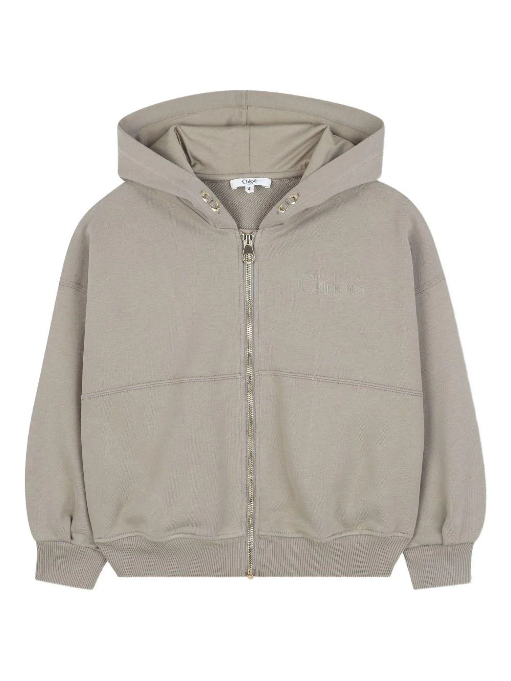 Felpa per bambina Chloé Kids grigia con zip e cappuccio
