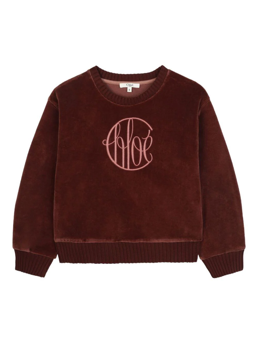Felpa per bambina Chloé Kids rosso con logo ricamato