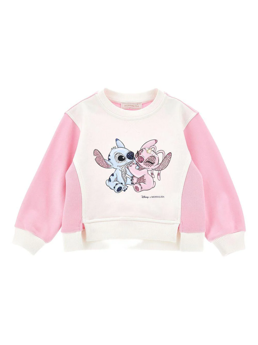 Felpa per bambina Disney x Monnalisa rosa con stampa grafica Stitch