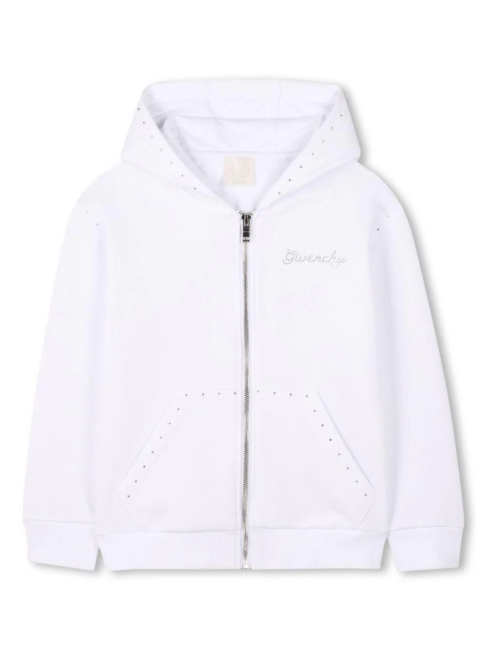 Felpa per bambina Givenchy Kids bianco con decorazione strass