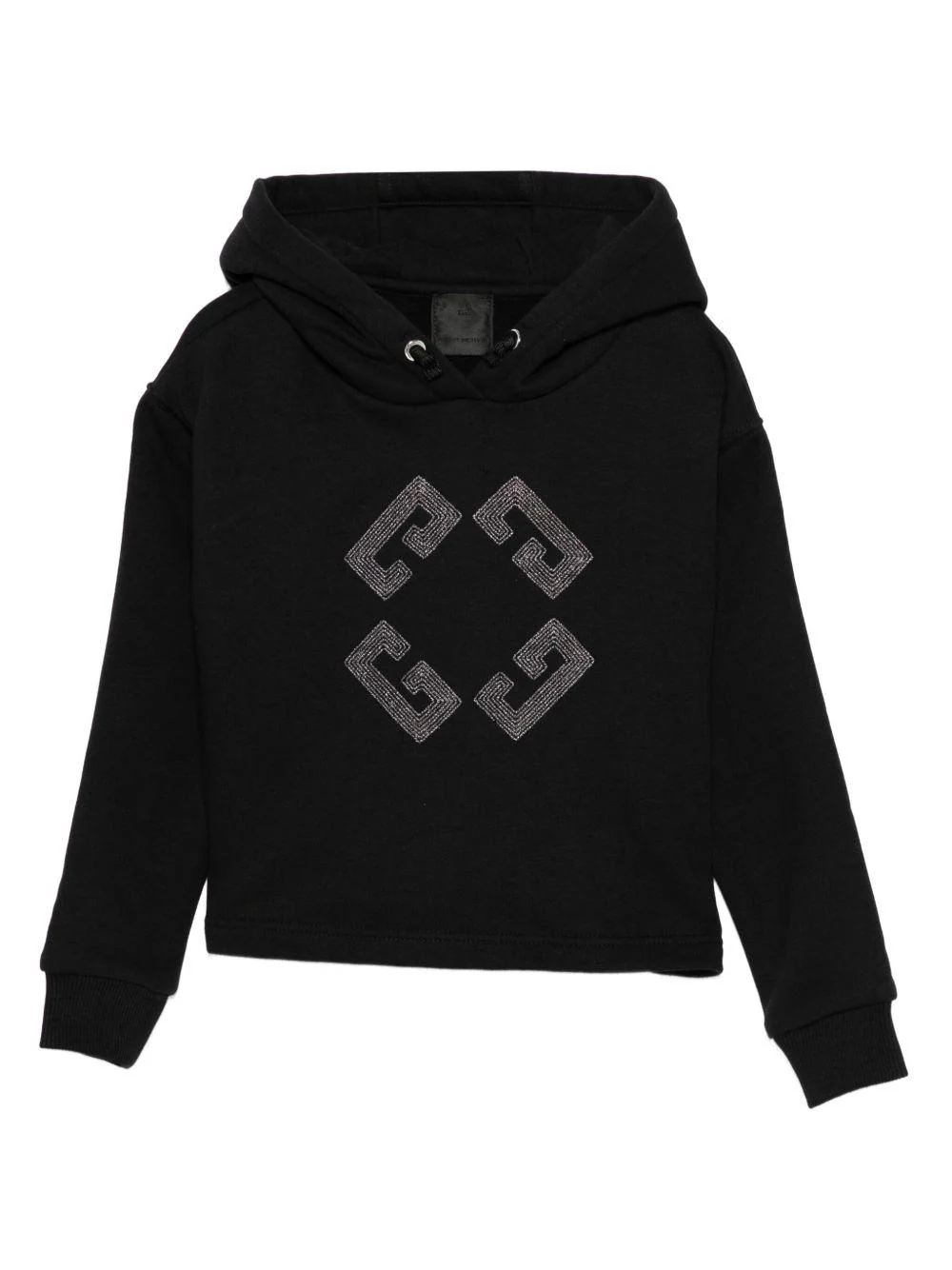 Felpa per bambina Givenchy Kids nera con cappuccio e strass