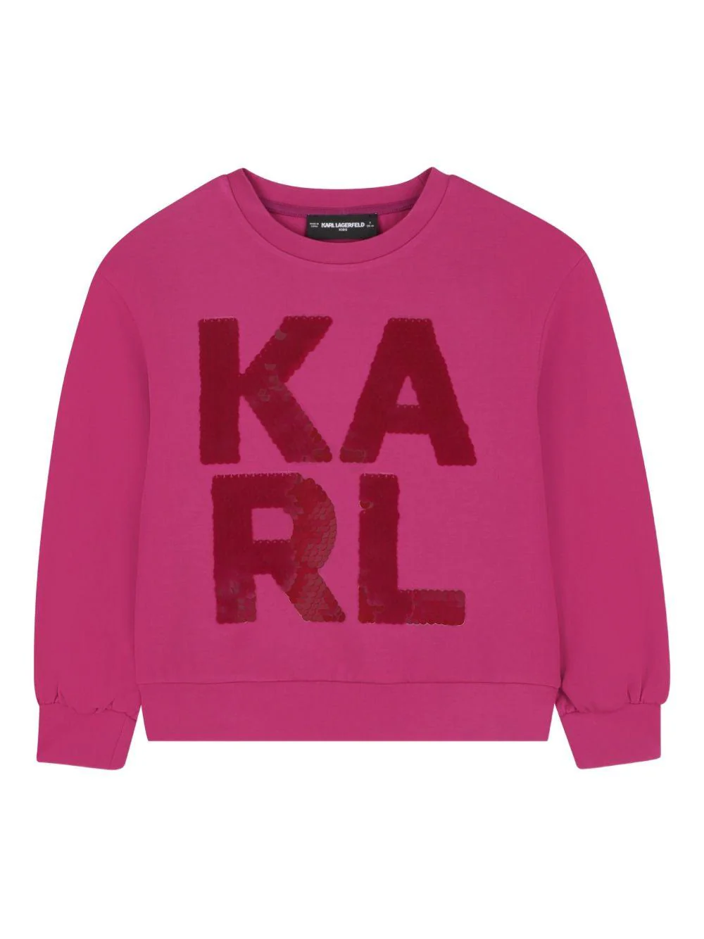 Felpa per bambina Karl Lagerfeld Kids fucsia con logo in paillettes
