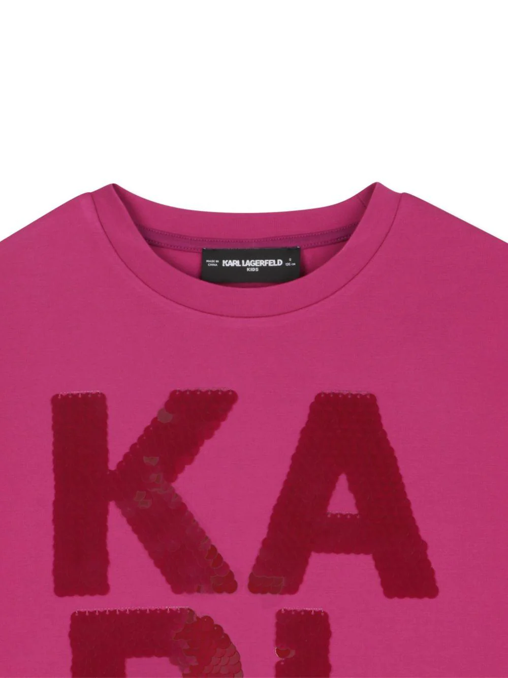 Felpa per bambina Karl Lagerfeld Kids fucsia con logo in paillettes - Image 2