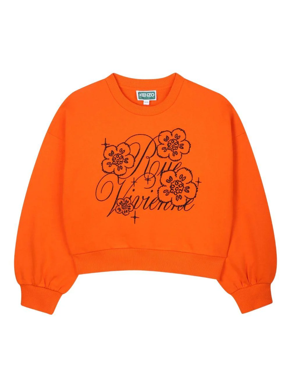 Felpa per bambina Kenzo Kids arancione con applicazione con logo