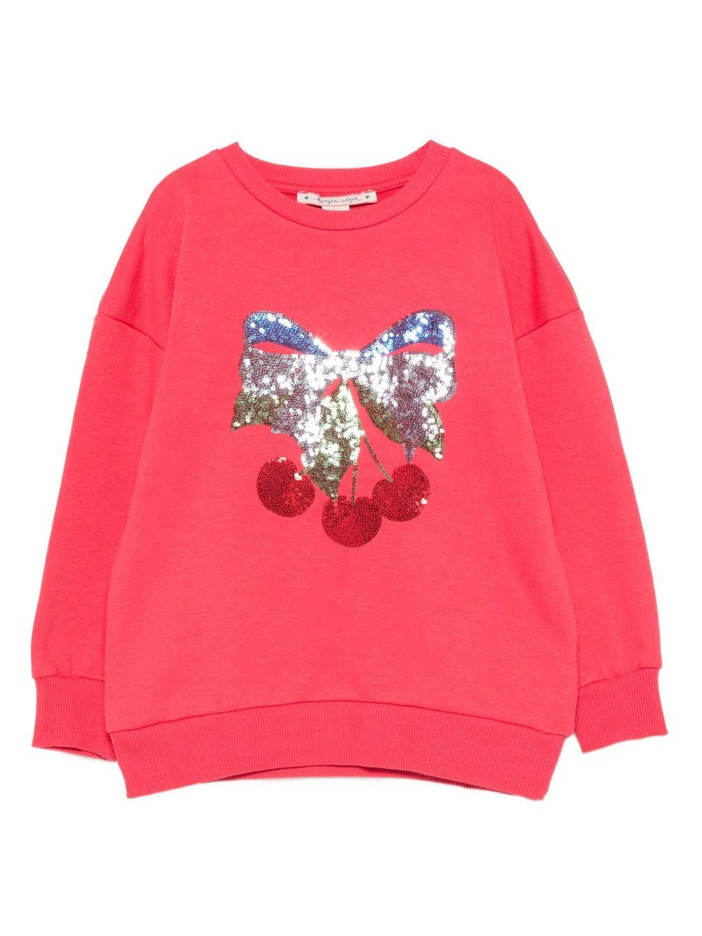 Felpa per bambina Konges Slojd rossa con paillettes e maniche lunghe