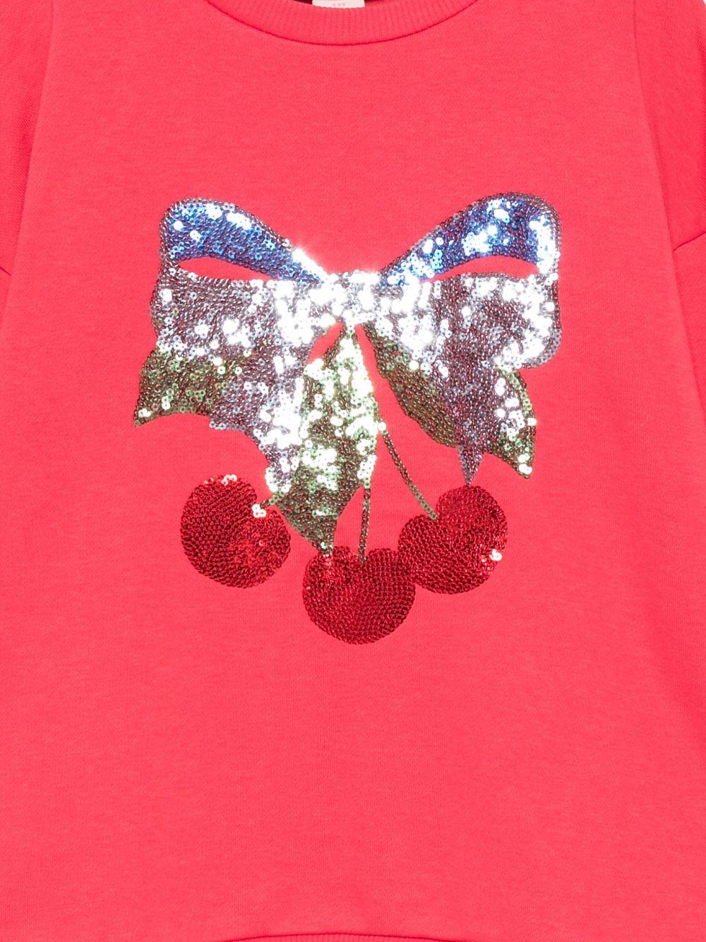 Felpa per bambina Konges Slojd rossa con paillettes e maniche lunghe - Image 2