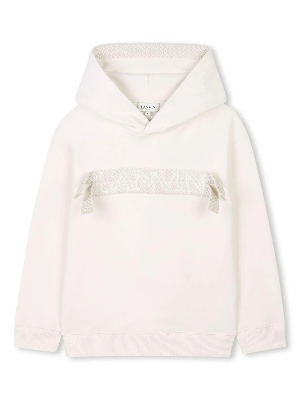 Felpa per bambina Lanvin Enfant bianco con cappuccio classico e applicazione logo