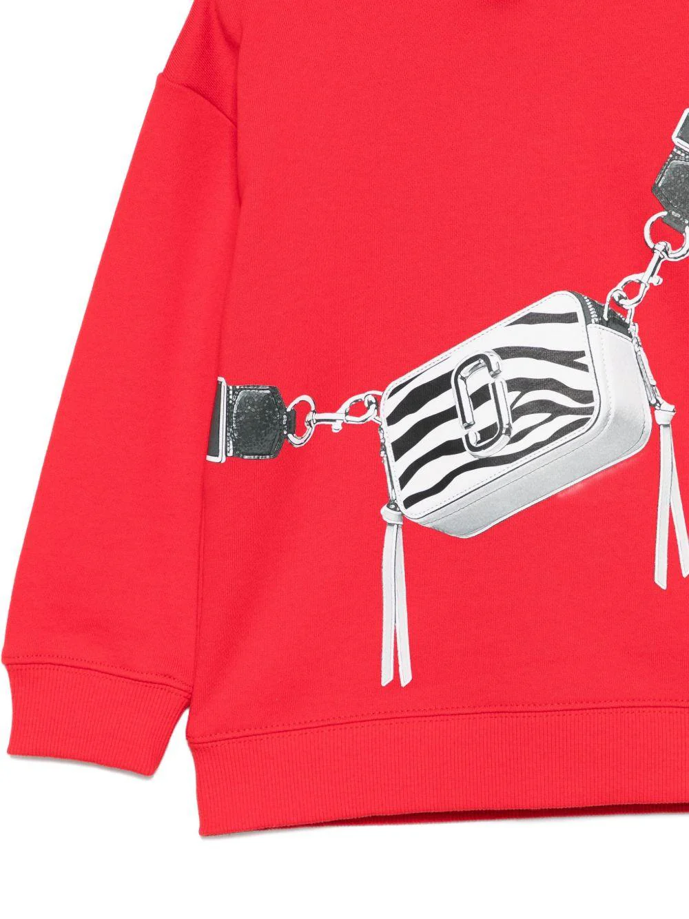 Felpa per bambina Marc Jacobs Kids rossa con cappuccio e stampa sul davanti - Image 3