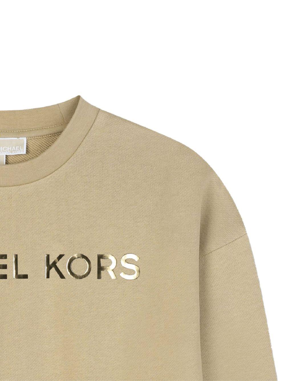 Felpa per bambina Michael Kors Kids beige con stampa logo - Image 3