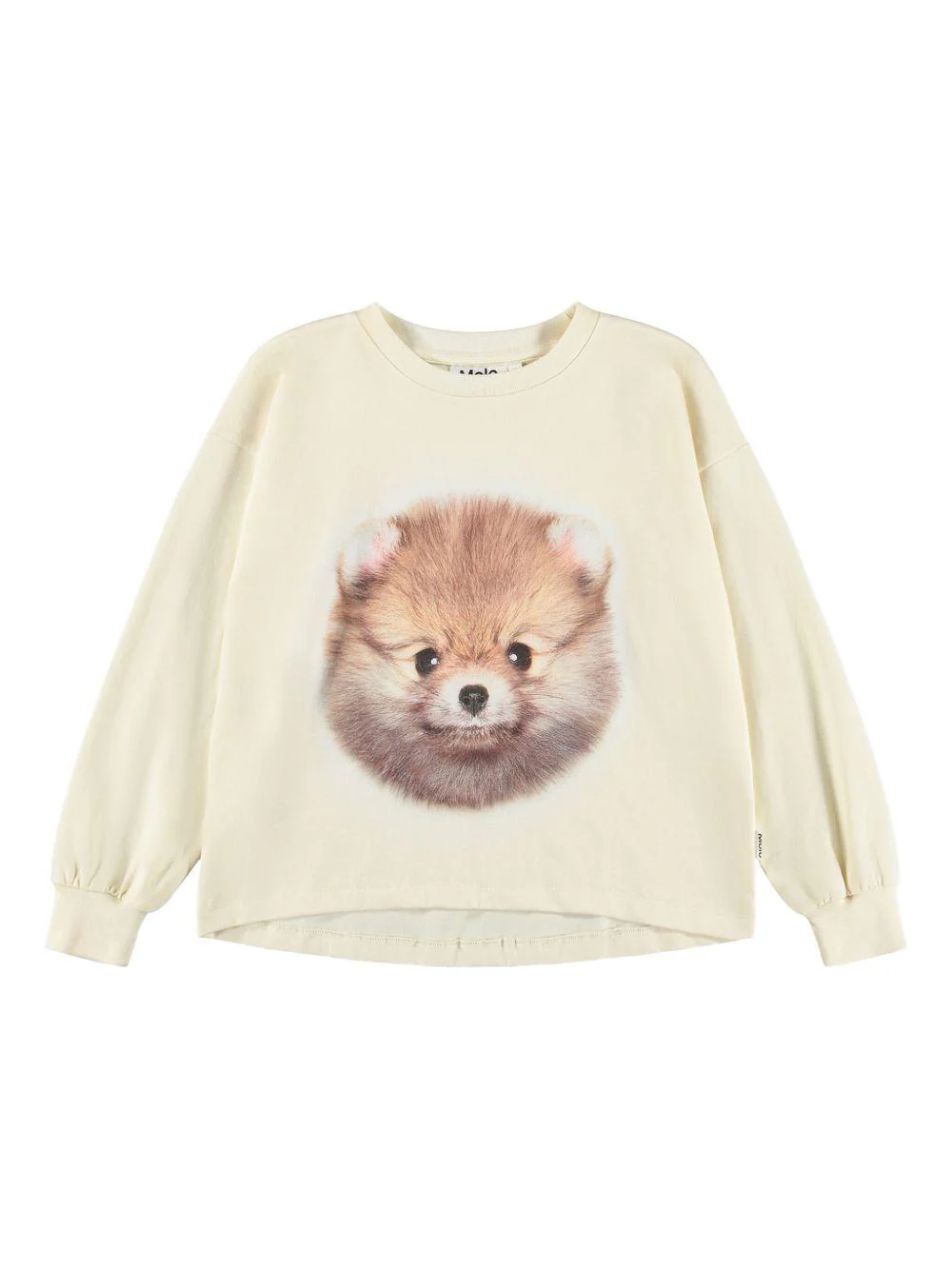 Felpa per bambina Molo beige con stampa sul davanti