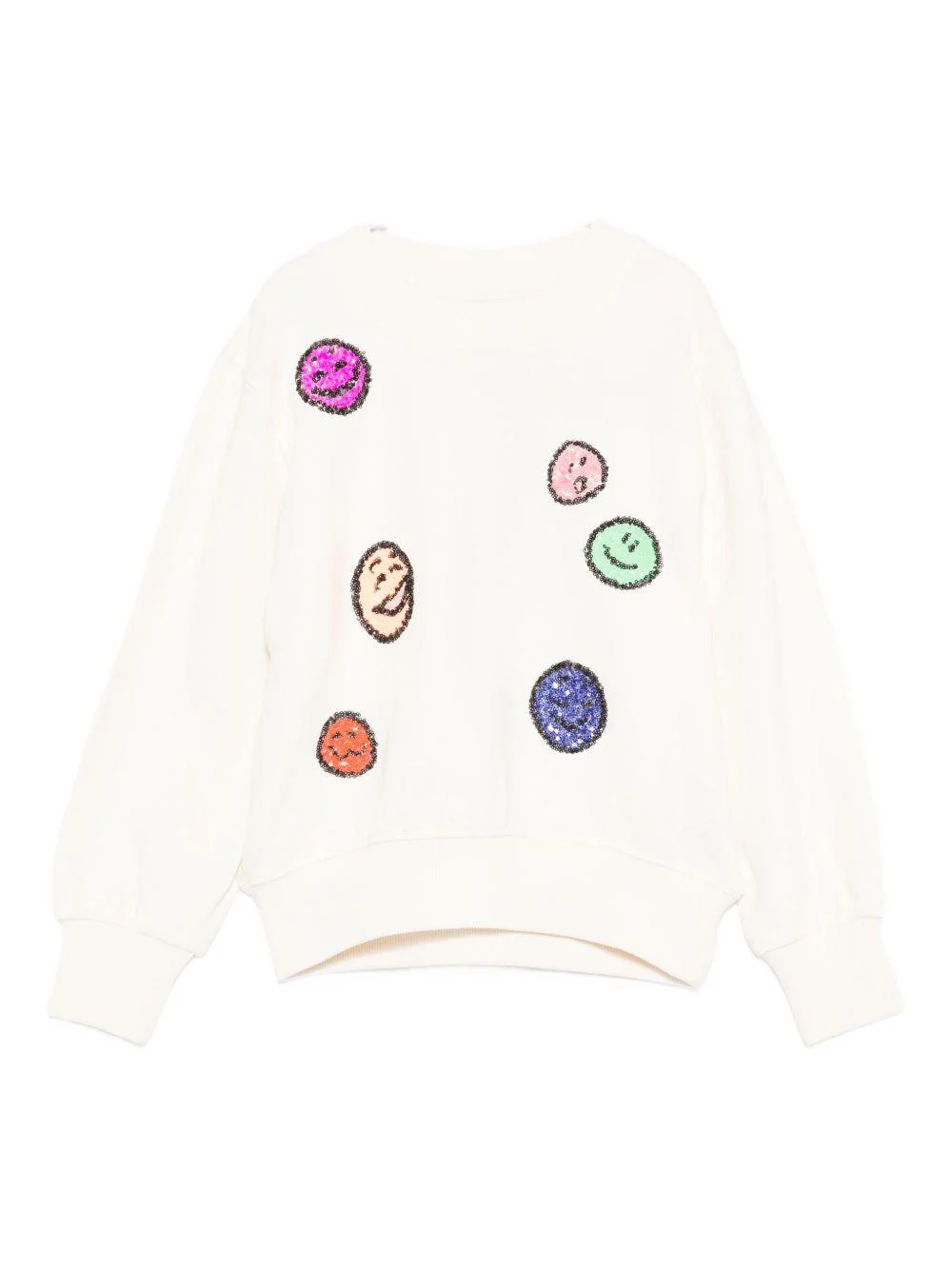Felpa per bambina Molo bianco con decorazioni con paillettes