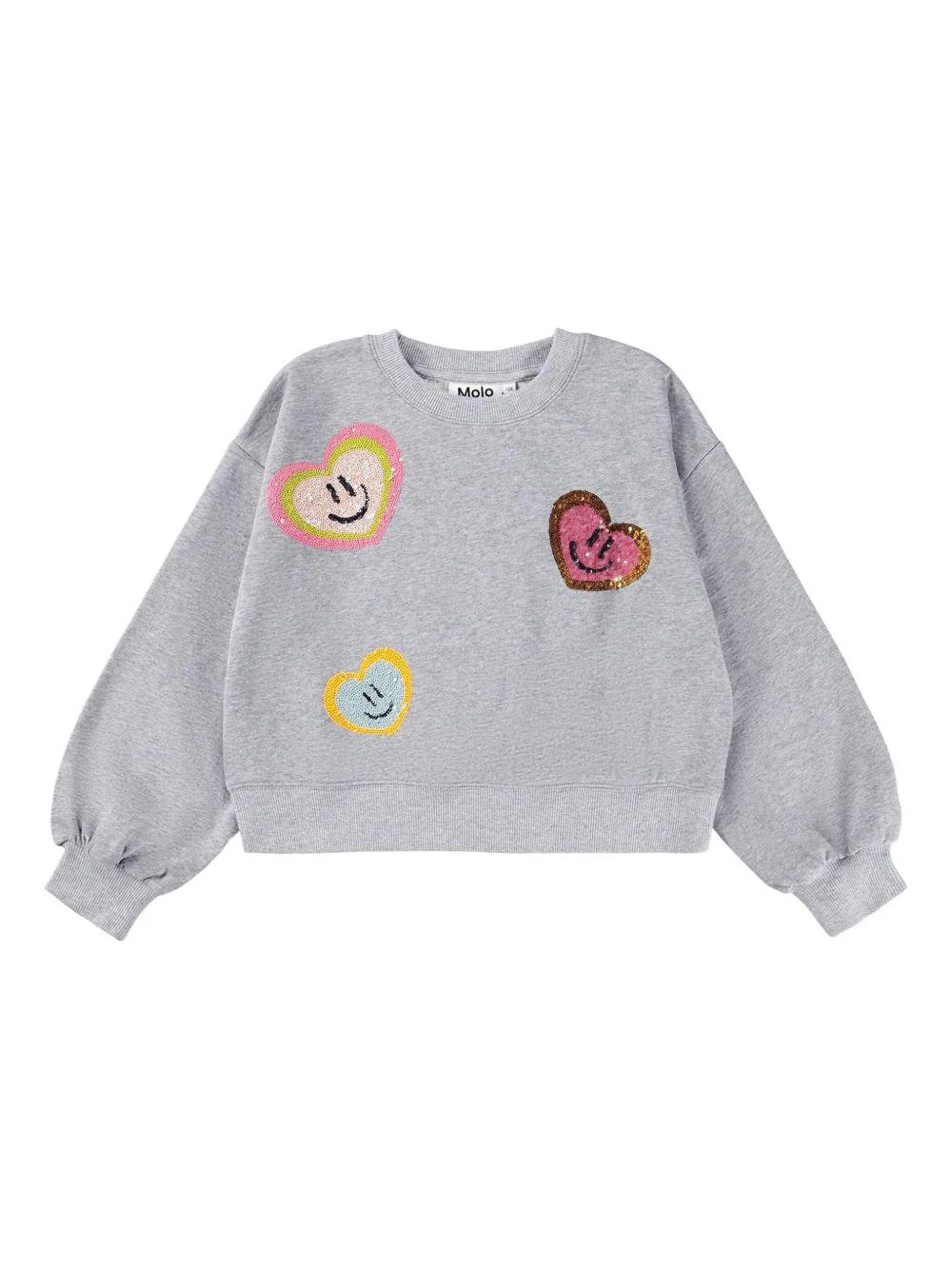 Felpa per bambina MOLO grigia con decorazione con paillettes