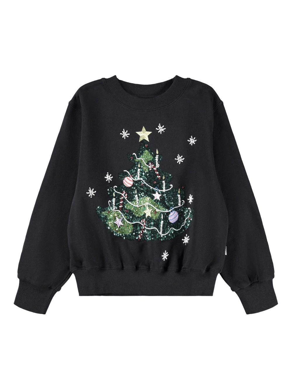 Felpa per bambina Molo nero con decorazione a paillettes