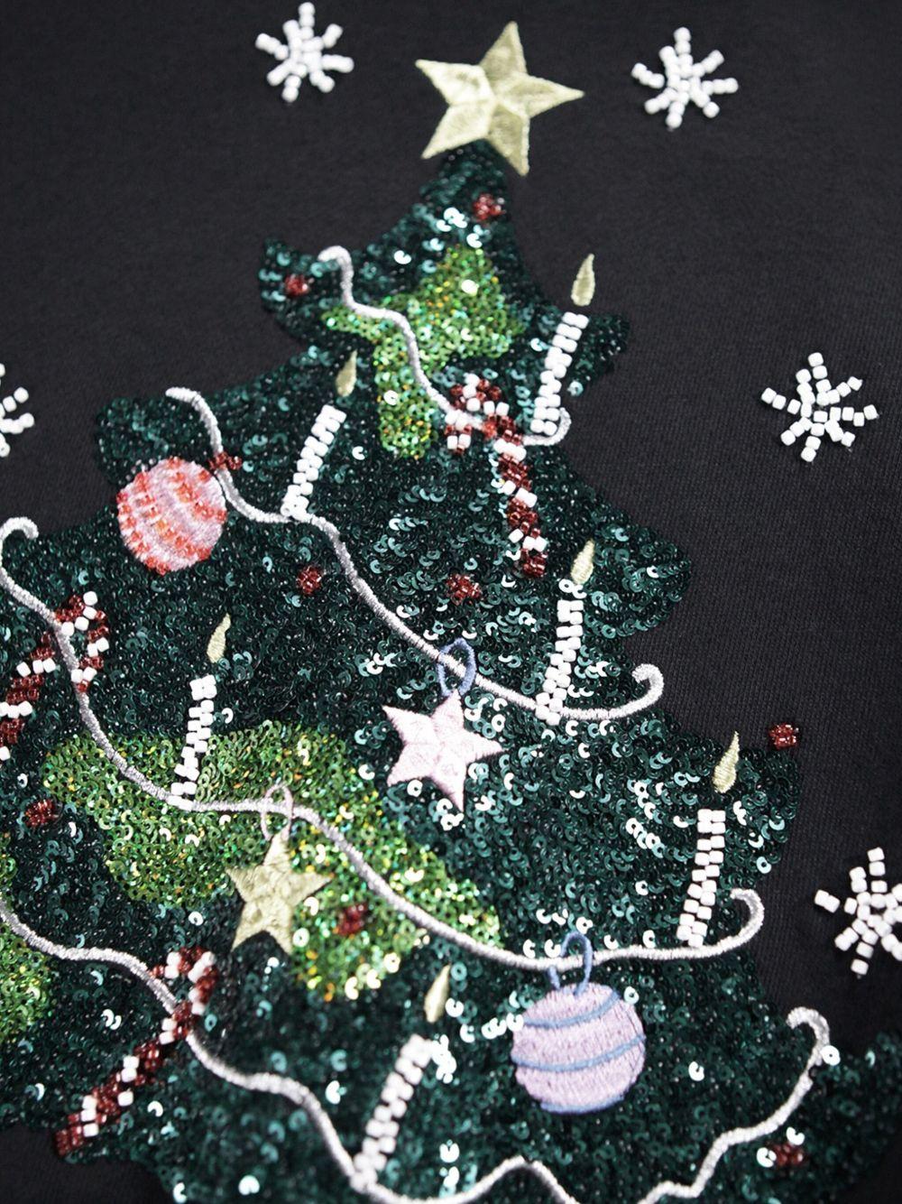 Felpa per bambina Molo nero con decorazione a paillettes - Image 2