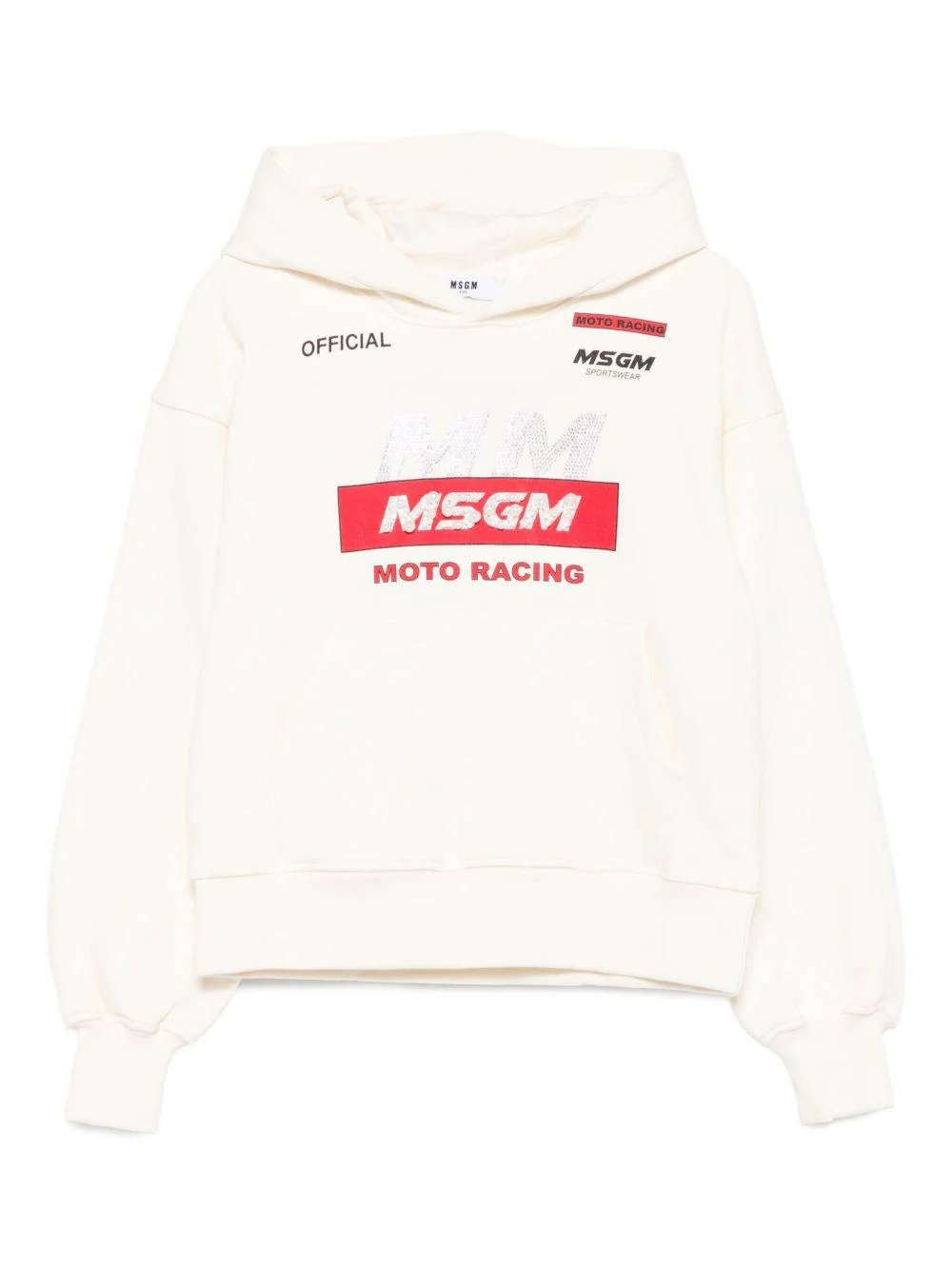 Felpa per bambina MSGM Kids bianca con cappuccio classico