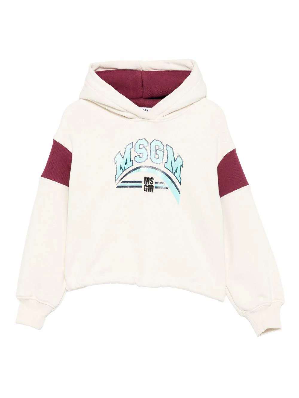 Felpa per bambina MSGM Kids bianca con cappuccio color block