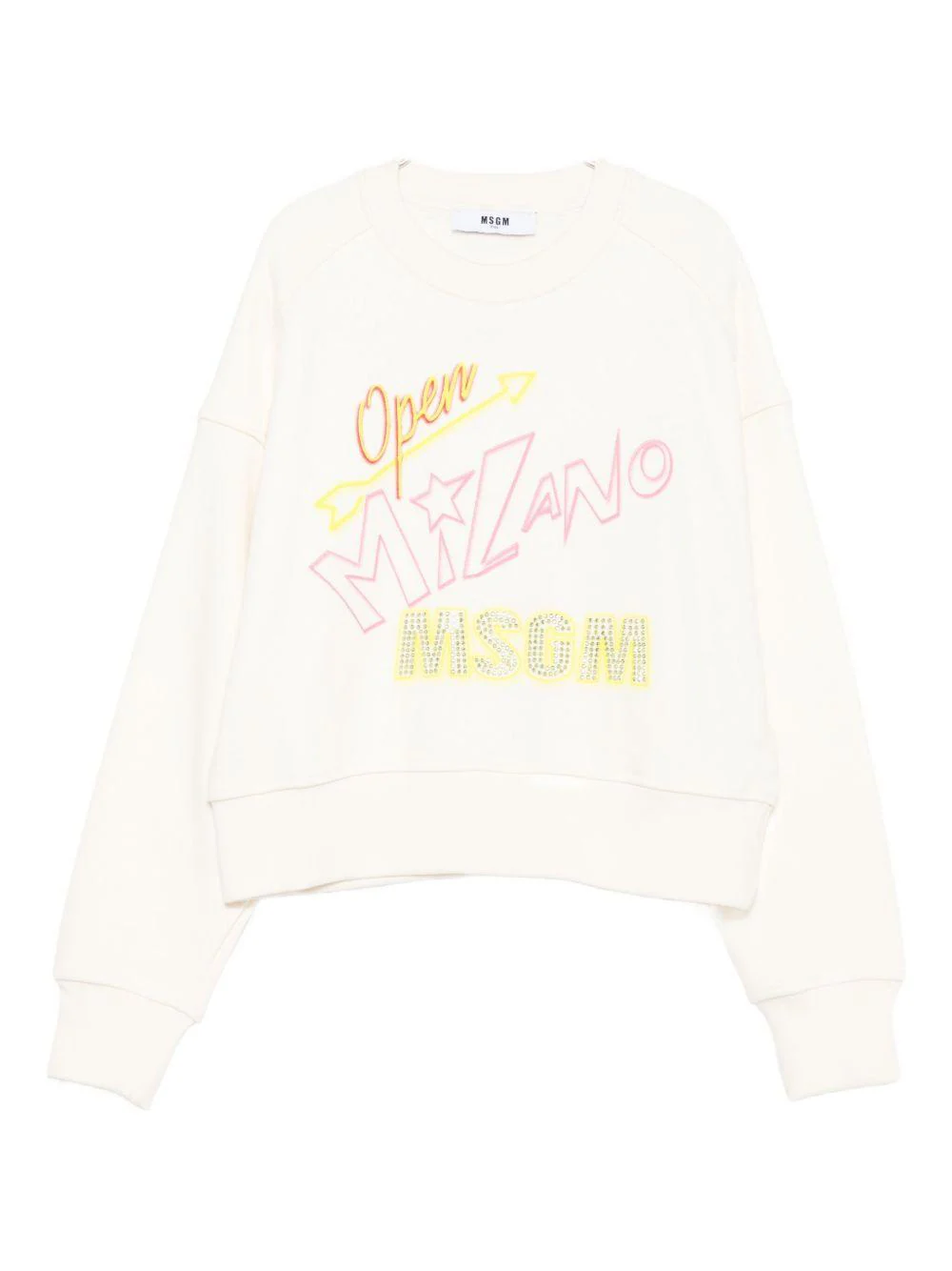 Felpa per bambina MSGM Kids bianco con logo sul davanti