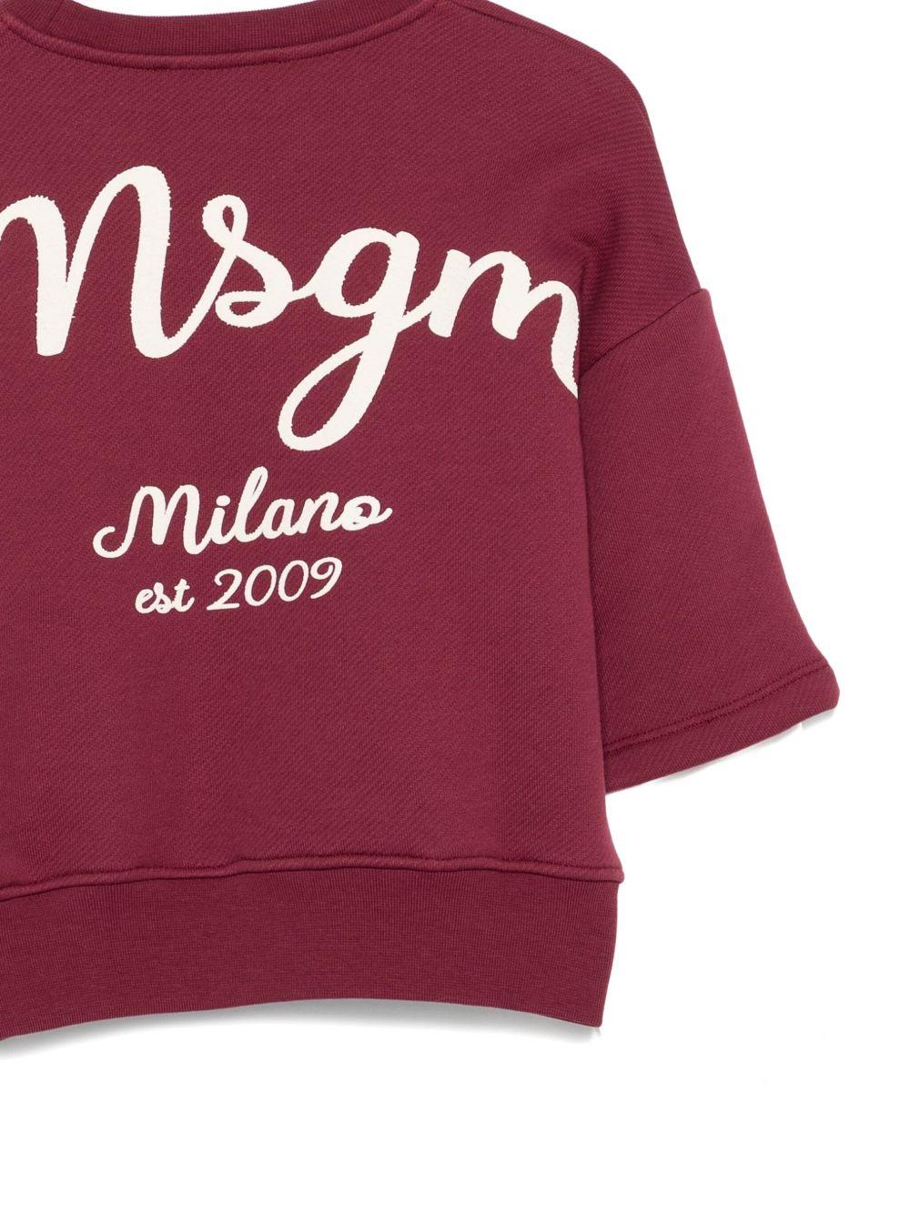 Felpa per bambina MSGM Kids bordeaux con logo ricamato - Image 2