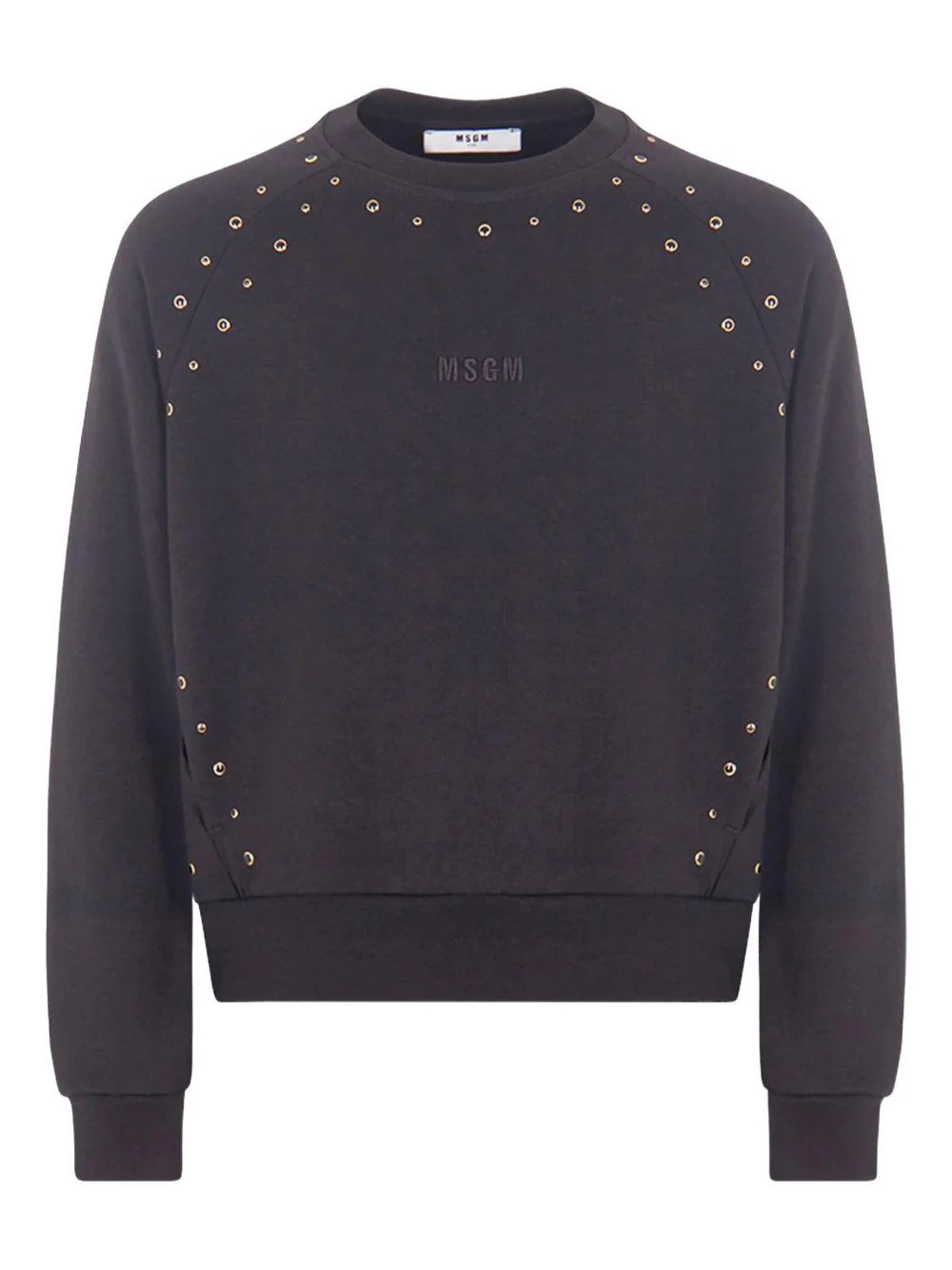 Felpa per bambina MSGM Kids nera con borchie color oro
