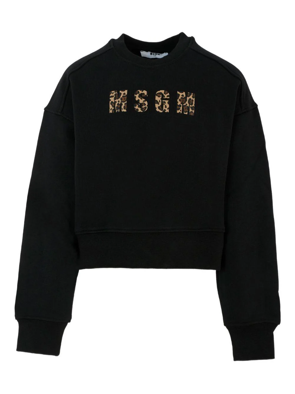 Felpa per bambina MSGM Kids nero con logo leopardato