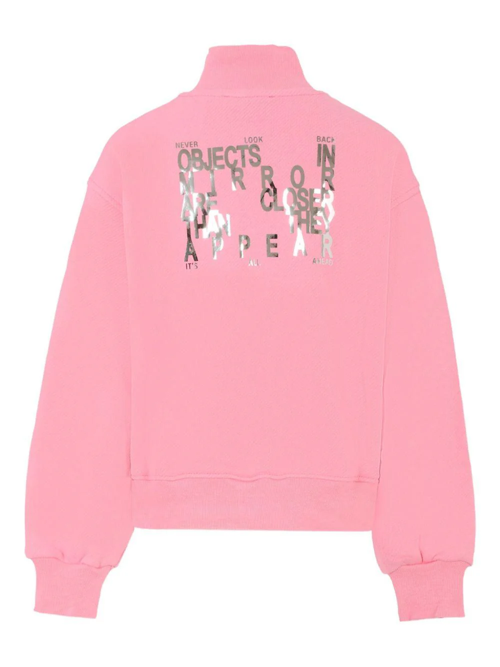 Felpa per bambina MSGM Kids rosa con collo rialzato - Image 3