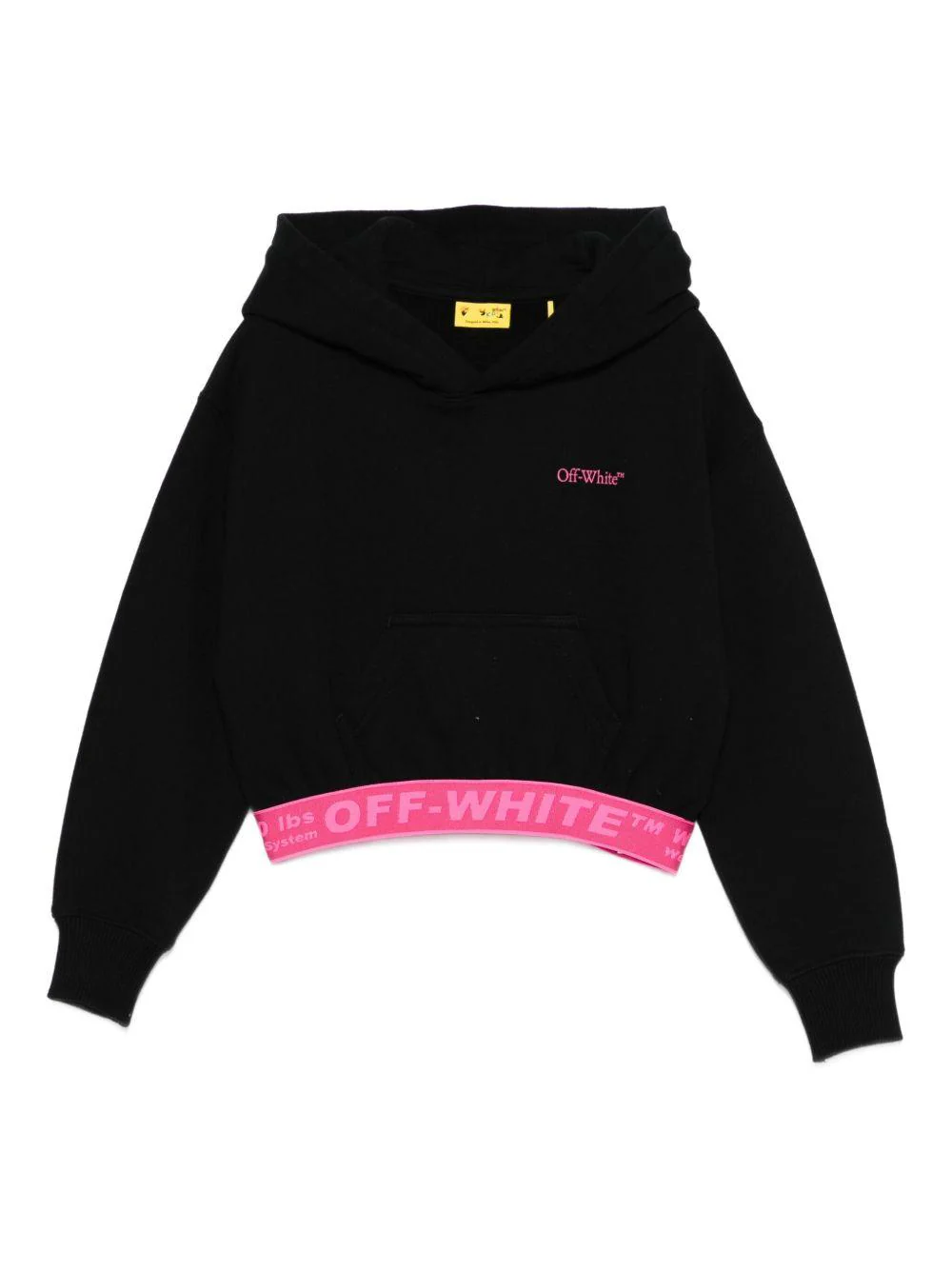 Felpa per bambina Off-White Kids nera con cappuccio e ricamo con logo