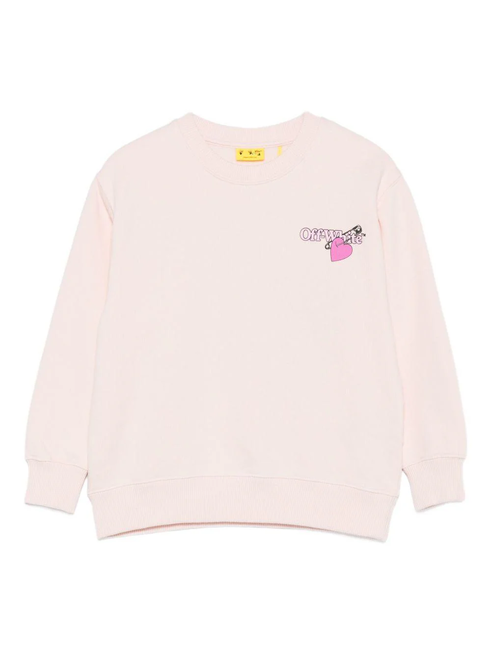 Felpa per bambina Off-White Kids rosa con grafica e orlo a coste