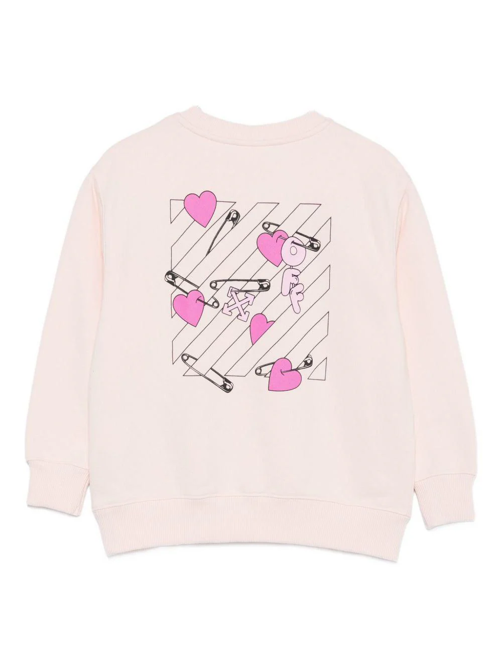 Felpa per bambina Off-White Kids rosa con grafica e orlo a coste - Image 2