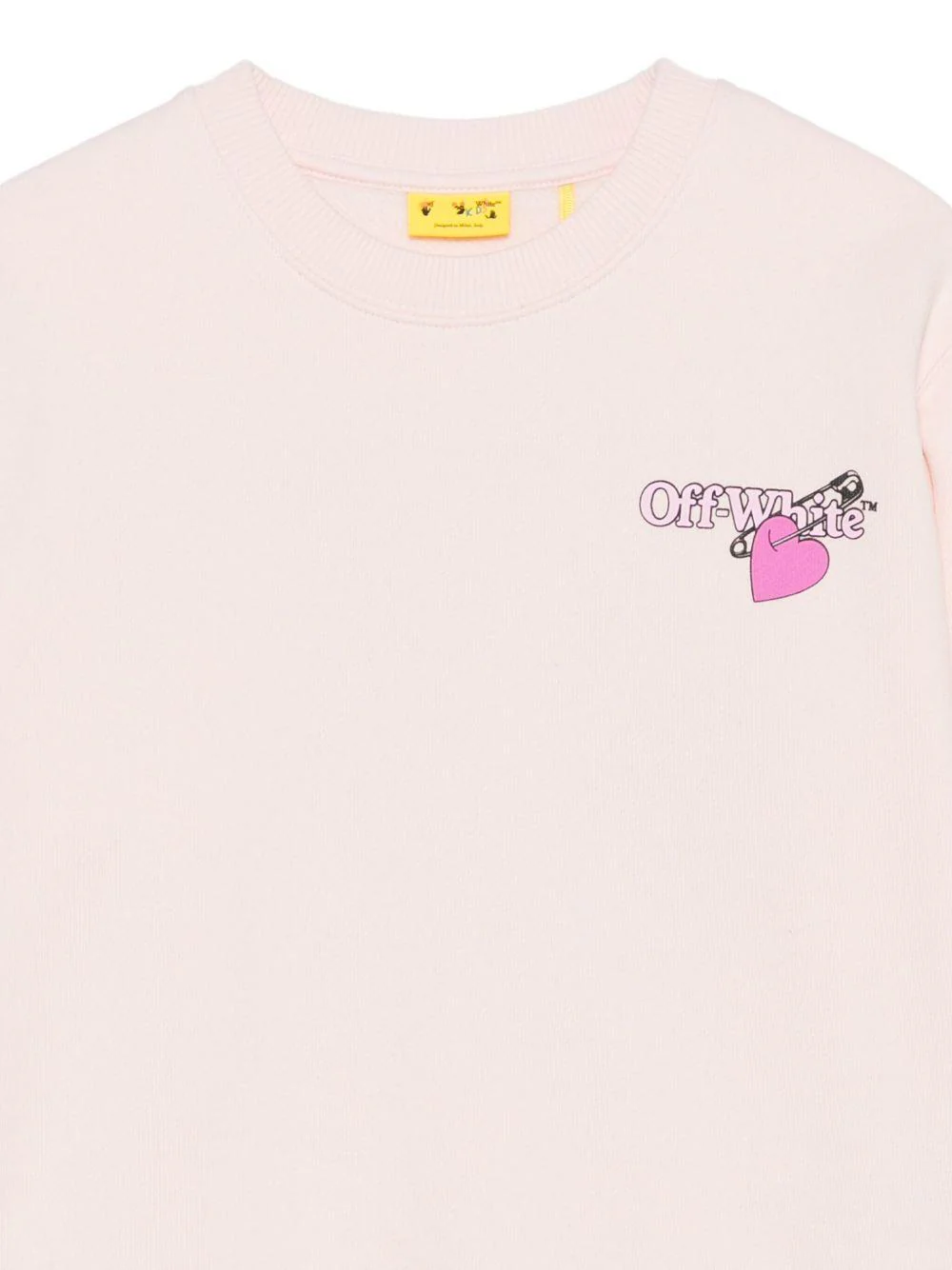 Felpa per bambina Off-White Kids rosa con grafica e orlo a coste - Image 3