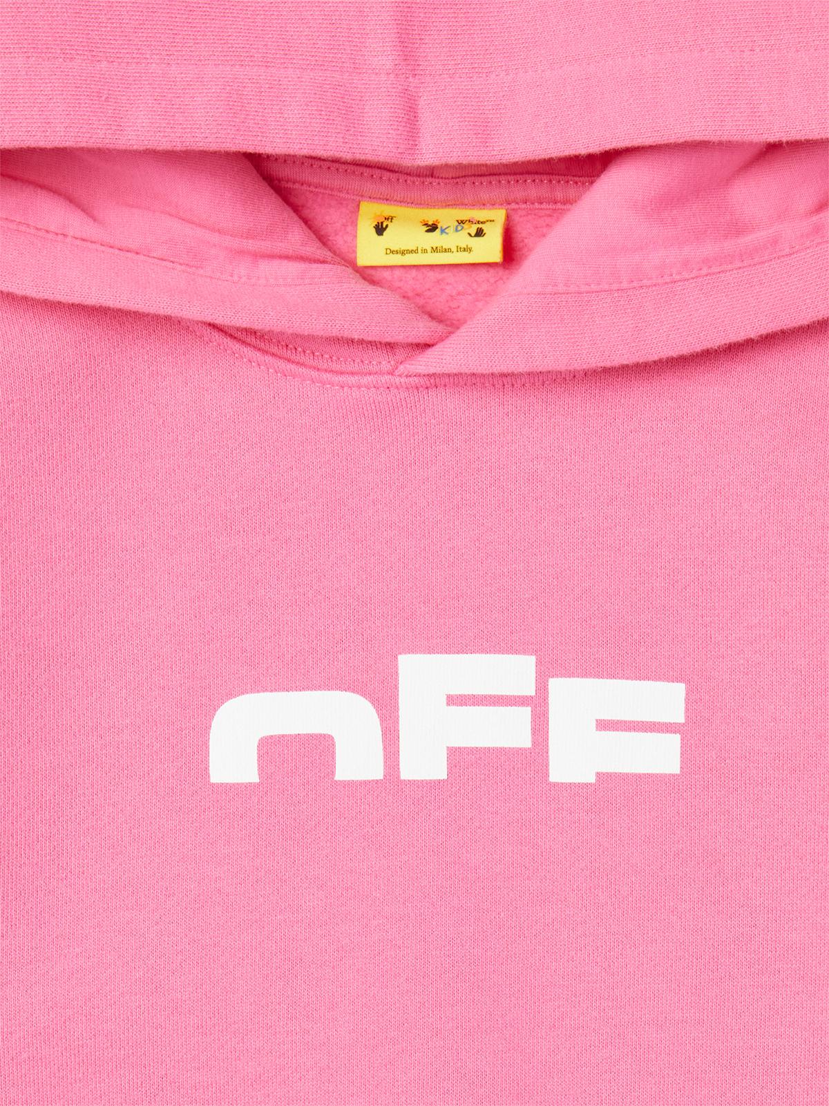 Felpa per bambina Off-White Kids rosa con logo sul davanti - Image 3