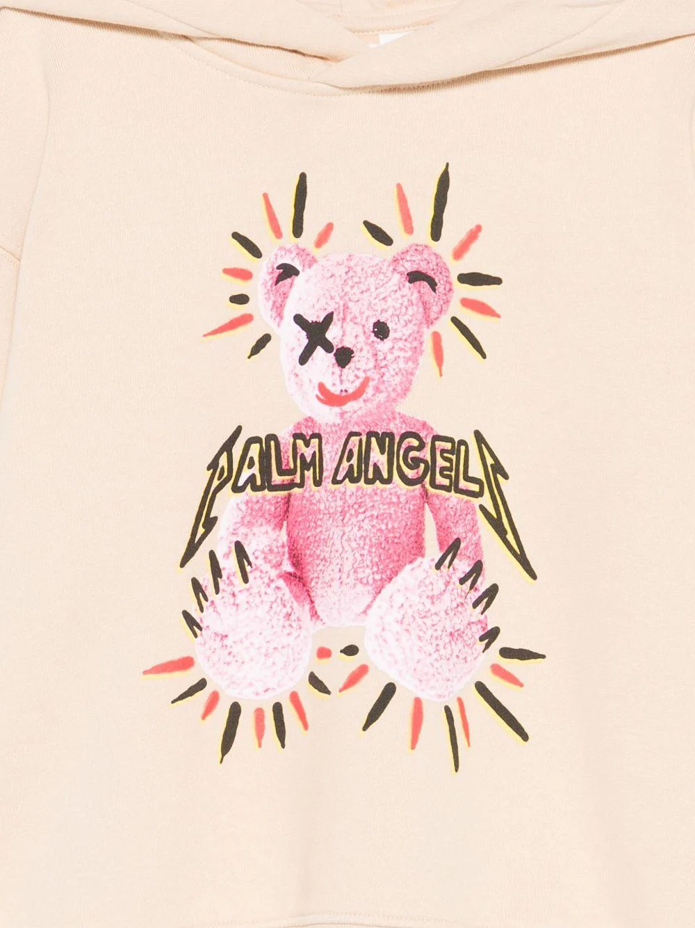 Felpa per bambina Palm Angels Kids beige con stampa Teddy e cappuccio - Image 2