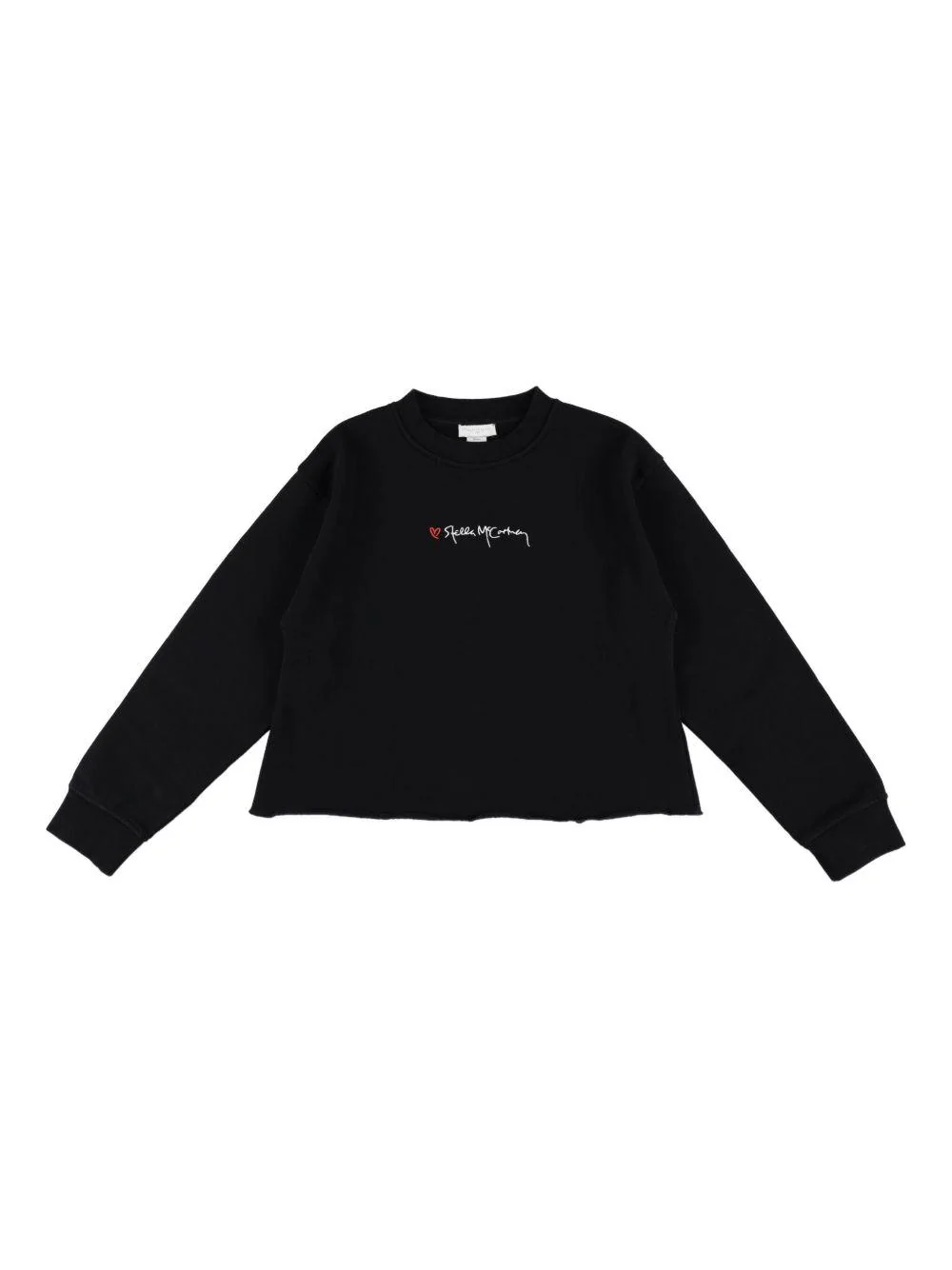 Felpa per bambina Stella McCartney Kids nera con logo ricamato sul davanti