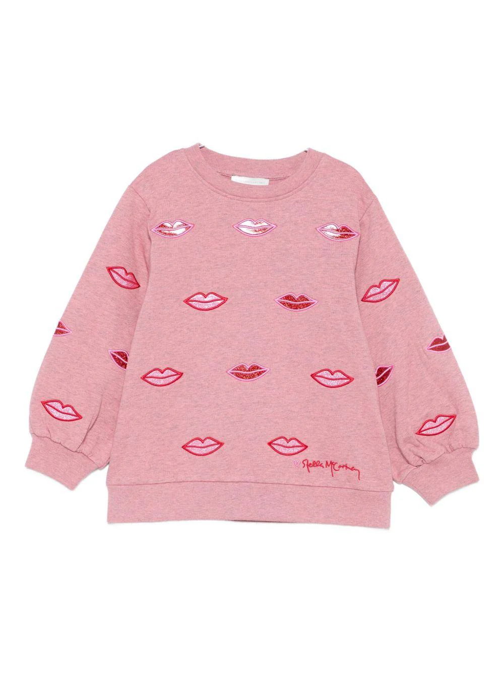 Felpa per bambina Stella McCartney Kids rosa con labbra decorate