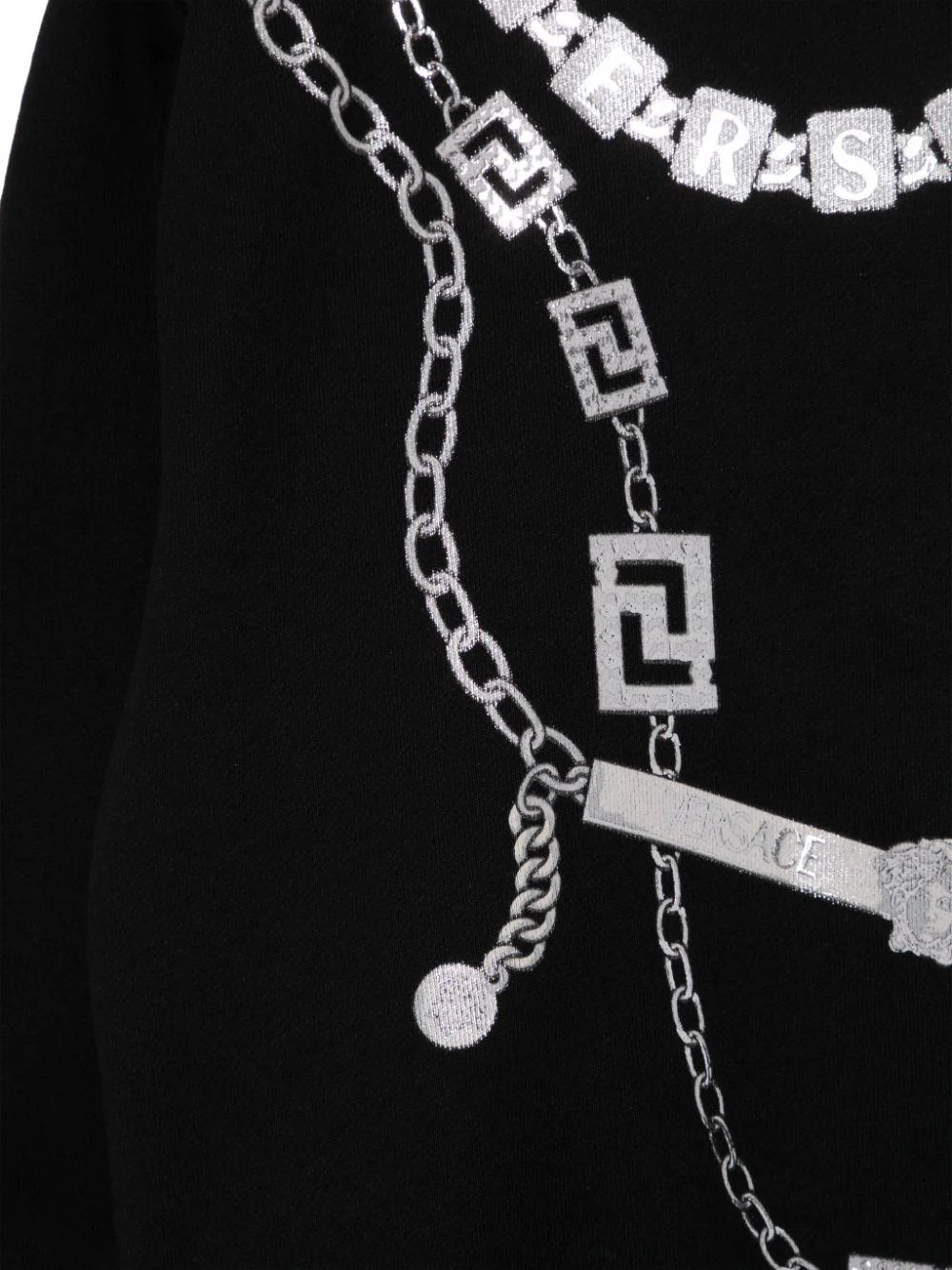 Felpa per bambina Versace Kids nero con stampa collana loghi - Image 2