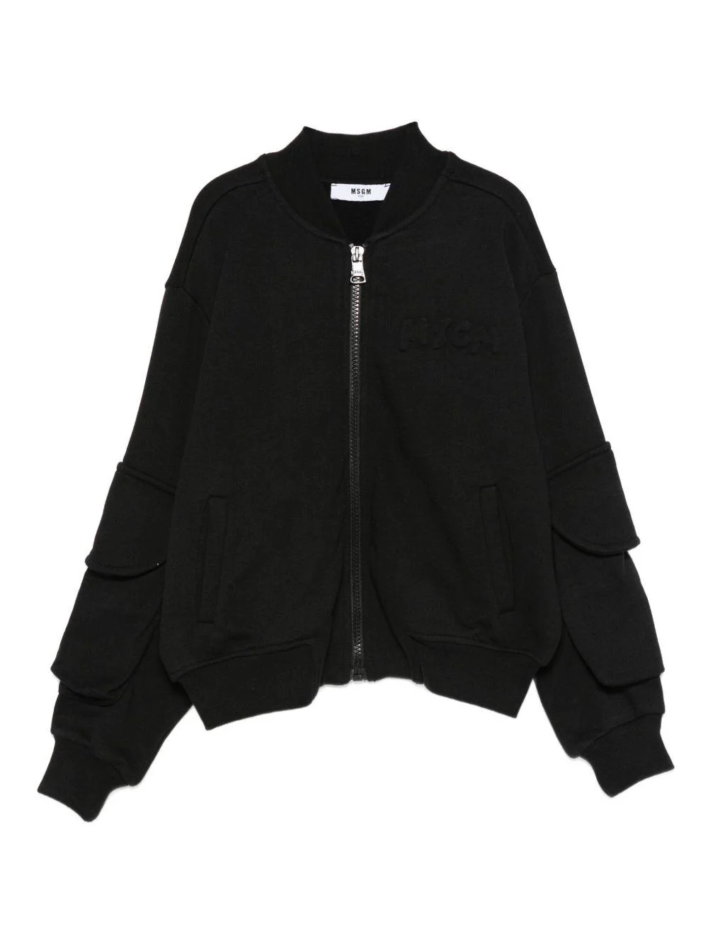 Felpa per bambinao MSGM Kids nera con cerniera