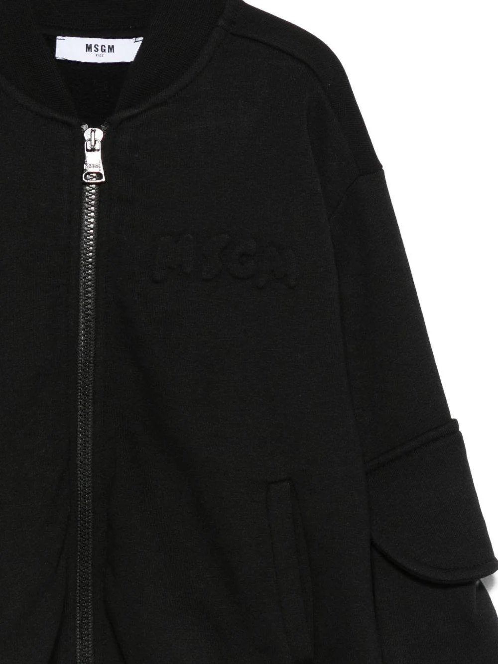 Felpa per bambinao MSGM Kids nera con cerniera - Image 2