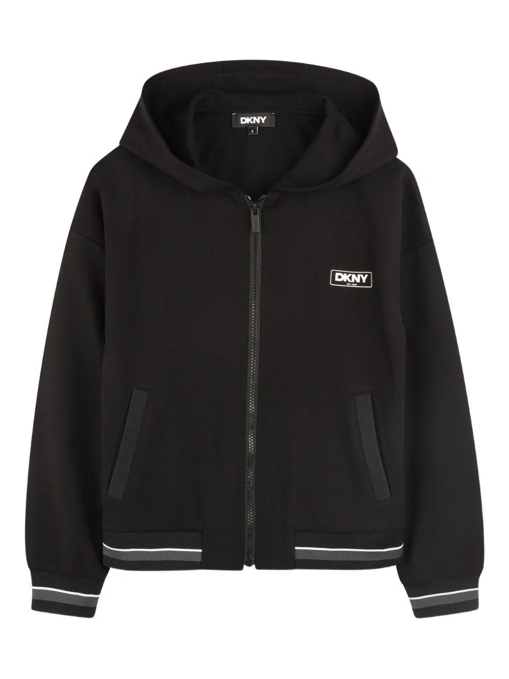 Felpa per bambini Dkny Kids nera con cappuccio e zip