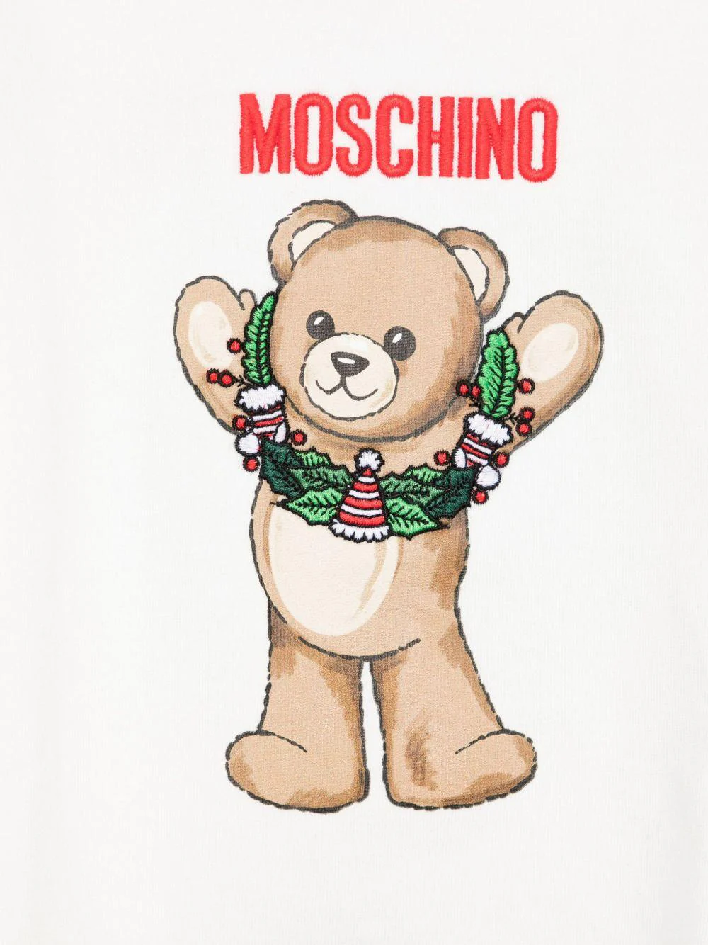 Felpa per bambini Moschino Kids bianca con stampa orsetto - Image 2