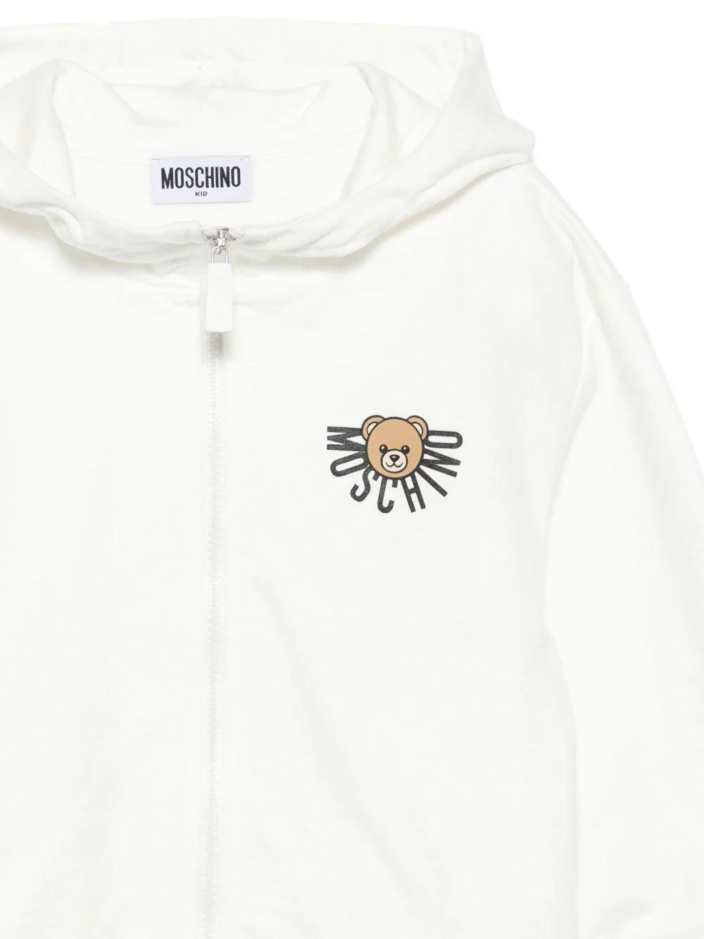 Felpa per bambini Moschino Kids bianco con chiusura con zip - Image 3