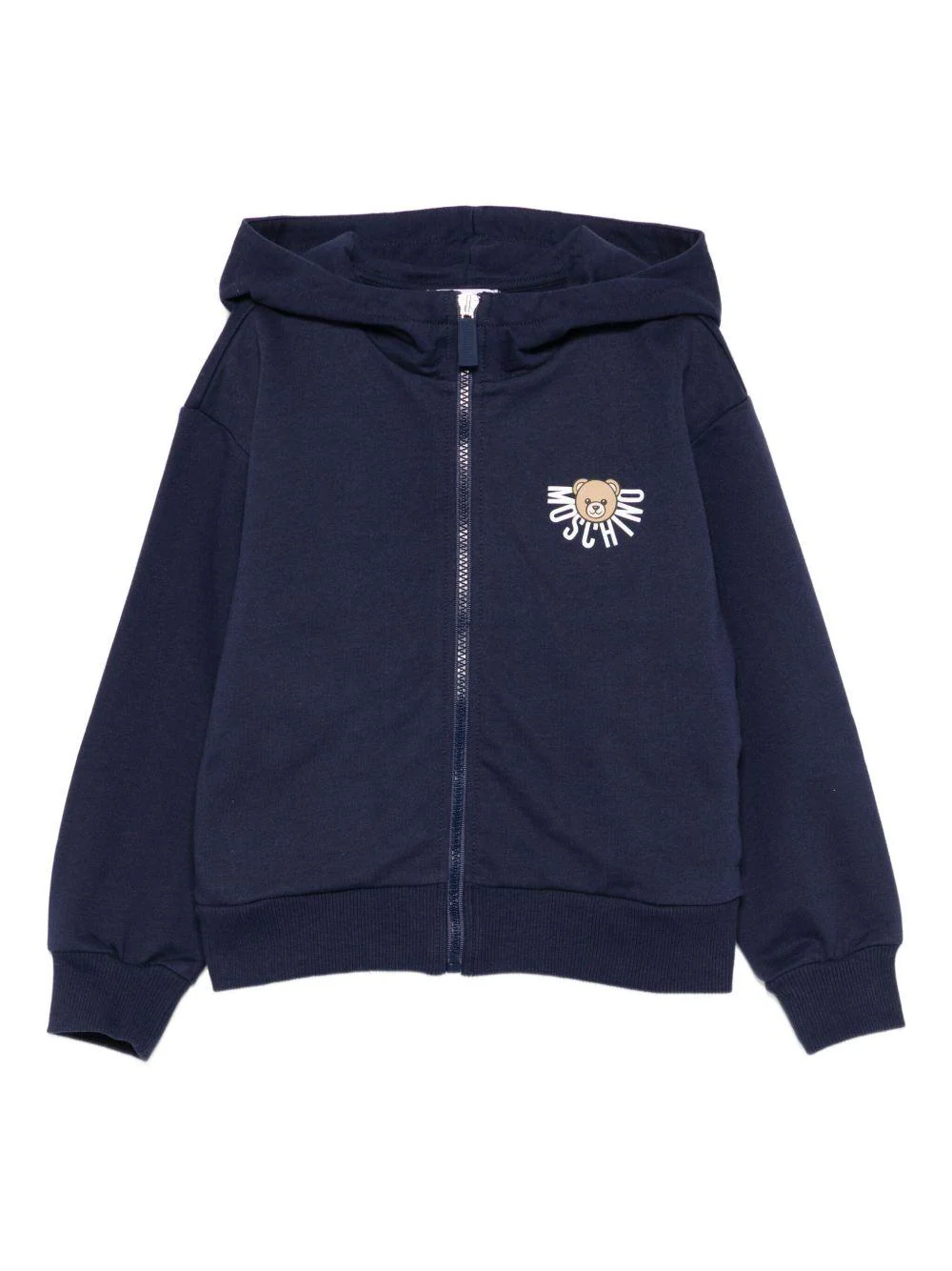 Felpa per bambini Moschino Kids blu con chiusura con zip