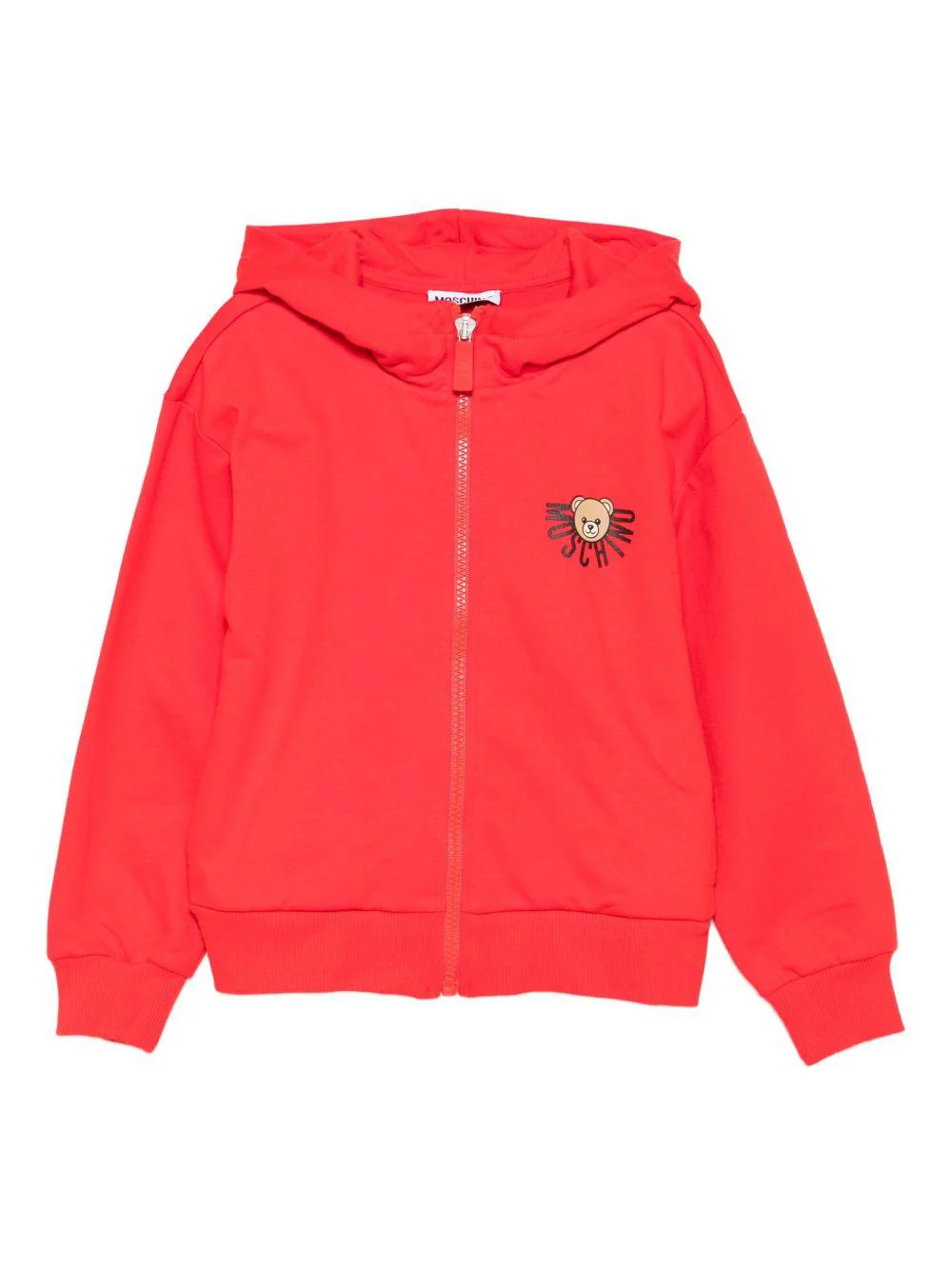 Felpa per bambini Moschino Kids rosso con chiusura con zip