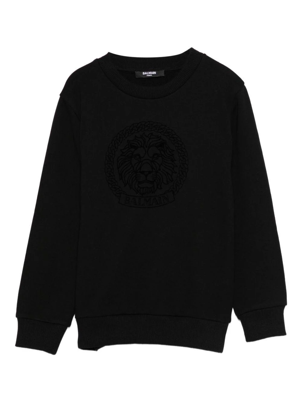 Felpa per bambino Balmain Kids nero con testa di leone
