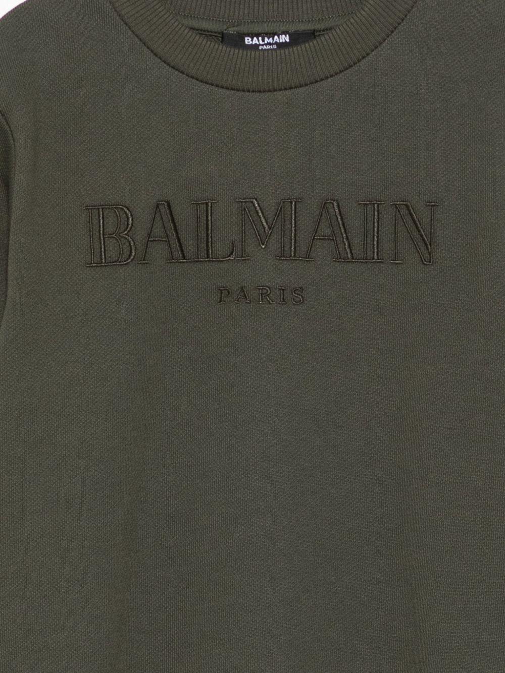 Felpa per bambino Balmain Kids verde con logo ricamato - Image 2