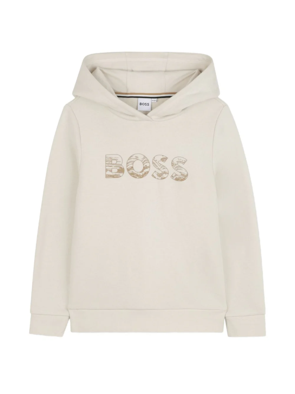Felpa per bambino BOSS Kids beige con cappuccio